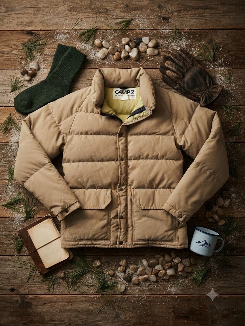 Vintage Camp 7 Boulder Colorado Tan Puffer Coat
